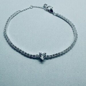 Brand new authentic pandora sparkling CLEAR heart tennis bracelet